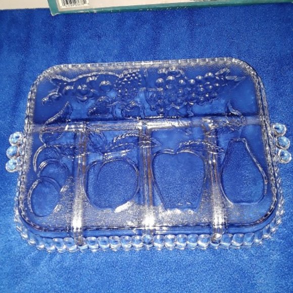 Vintage Indiana Glass Vintage Crystal Happenings 5-Part Relish Tray No. 3678 - Picture 3 of 4